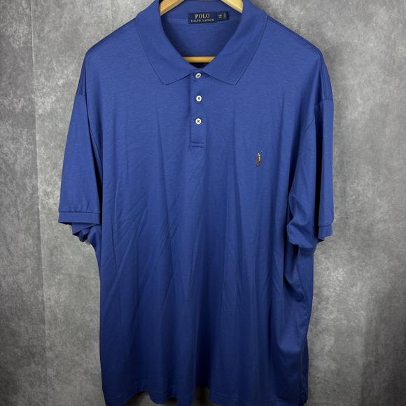 Ralph Lauren Polo Shirt Mens 3XB Big Blue Soft Flesh Pony Stretch Preppy - Picture 4 of 10